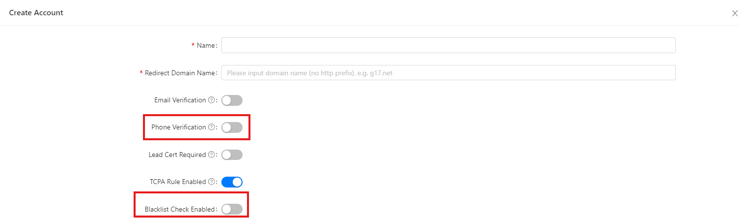 SW Create Account 表單